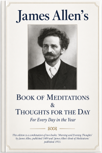 Cover of James Allen’s Book of Meditations & Thoughts for the Day, featuring a black-and-white portrait of James Allen.